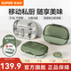 蘇泊爾（SUPOR）飯盒316不銹鋼自帶布包餐具學(xué)生上班族餐盤(pán)多分格不串味保溫飯盒 灰綠（含布包+餐具）2000ml