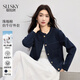 熙世界（sllsky）休閑百搭仿牛仔外套短款2026春裝新款小個(gè)子圓領(lǐng)夾克上衣 藏藍色 2XL