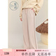 紫涵（ZIHAN）紫涵寬松高腰針織褲女2024冬季新款簡(jiǎn)約撞色拼接闊腿褲顯瘦百搭 米色 M