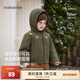 babylove【清倉】嬰幼兒夾棉上衣冬季連帽外出加厚保暖寶寶外套兒童刺繡 松野綠 90 cm