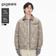 gxgjeans男裝 襯衫式菱格設計羽絨服休閑外套25年春新品 卡其色 XL (180)