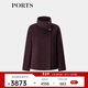 PORTS寶姿女裝2025秋冬新款通勤高領(lǐng)羊毛混紡毛呢外套 赤霞珠紅 S （4）