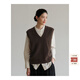 旅途原品ltyp 百搭羊毛坎肩黑色毛衣背心 灰色針織馬甲上衣女春 焦糖棕 - 現貨 M