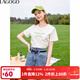 LAGOGO多巴胺粉白甜美T恤女拉谷谷夏季新款字母刺繡純棉正肩短袖 米色(T2) M