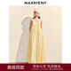 MAXRIENY【商場(chǎng)同款】圓領(lǐng)復古宮廷繡花吊帶連衣裙25夏款a字長(cháng)裙 拿坡里黃 L