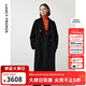 朗姿騏驥紅【尖貨補單】純羊毛收腰中長(cháng)款毛呢外套大衣女西裝領(lǐng)冬新款 黑色2 M