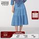 Teenie Weenie小熊女裝牛仔半身裙2025夏季新款復古長(cháng)裙丹寧蛋糕裙 淺藍色 S