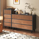 禾堯實(shí)木斗柜五斗柜抽屜柜臥室床尾柜2026新款儲物收納柜客廳六斗柜子 【復古黑+胡桃色】八斗柜120*40*98CM