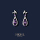 HKHL 【附證書(shū)】925銀天然紫水晶水滴耳環(huán)女士耳釘輕奢新年禮物送女友 天然紫水晶耳環(huán)-定制款定金-單拍不發(fā)貨