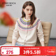 科蒙博卡2025秋冬新款費爾島提花羊毛衫女裝加厚開(kāi)衫外套寬松針織毛衣衫 奶油米 M