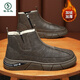 啄木鳥(niǎo)雪地靴馬丁靴男秋冬季加絨加厚棉鞋休閑保暖高幫靴子男士休閑皮鞋 【棕色】(加絨加厚耐磨防滑) 40