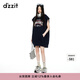 DZZIT地素連衣裙夏季運動(dòng)風(fēng)無(wú)袖設計衛衣裙子女 深藍色 S