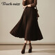 塔馳密司（touchmiss）半身裙女春季新款高腰顯瘦百褶裙a字裙大擺FSL 棕色 均碼