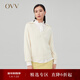 OVV秋冬熱賣(mài)女裝保暖羊絨可脫卸翻領(lǐng)休閑優(yōu)雅長(cháng)袖針織衫 米白（凈色）A6 L