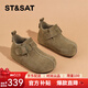 星期六勃肯鞋女平底加絨復古搭扣時(shí)尚高幫單鞋2025秋季新款百搭休閑鞋 卡其色 37 (235mm) 標準碼