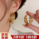 梵昇昱耳環(huán)女夸張大圓圈歐美復古金屬感個(gè)性百搭氣質(zhì)扭曲麻花耳圈耳飾品 金色大圈圈耳環(huán)