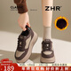 ZHR厚底棉鞋女冬季加絨內增高女鞋休閑百搭戶(hù)外鞋女 GR37A  棕色 37