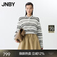 JNBY/江南布衣25春新品毛針織衫條紋POLO領(lǐng)寬松長(cháng)袖套頭5P2312340 189/白底黑條 L
