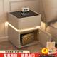 源著(zhù)原林（YUZYULIN）實(shí)木保險床頭柜一體皮簡(jiǎn)約現代帶燈儲物箱密碼鎖智能烤漆床邊柜子 卡其色+保險箱款+無(wú)線(xiàn)充+觸摸燈 皮質(zhì)實(shí)木 50x40x50cm