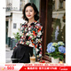 MORELINE沐蘭商場(chǎng)同款優(yōu)雅V領(lǐng)印花襯衫女2025年秋季新款復古上衣港風(fēng)襯衣 星夜繁花 2XL