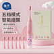 葆氏兒童電動(dòng)牙刷3-6-12歲充電款五檔模式牙刷機身*1+刷頭*6粉