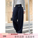 紫涵（ZIHAN）紫涵高腰直筒闊腿褲2025新款簡(jiǎn)約時(shí)尚100%純棉休閑褲 深藏青 M