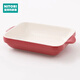NITORI宜得利家居 圣誕氛圍馬克杯方盤(pán)湯杯甜品盅餐具烤箱適用方盤(pán)晴暖 烤箱適用方盤(pán)M 紅色 21.9cm