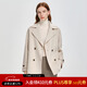 PRICH【100%綿羊毛】冬款平駁翻領(lǐng)雙排扣腰帶短款毛呢大衣女 64乳白色 S 160