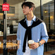 名創(chuàng  )優(yōu)品（MINISO）男士披肩外搭韓系針織小坎肩春秋百搭純色疊穿圍巾時(shí)尚校園風(fēng)氣質(zhì) 黑色