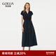 歌莉婭非遺香云紗連衣裙女18姆米全真絲氣質(zhì)法式收腰v領(lǐng)小黑裙1E4R4K430 00B黑色 M