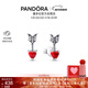 潘多拉（PANDORA）鐘情穆拉諾玻璃愛(ài)心耳釘丘比特之箭設計生日禮物送女友