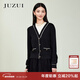 玖姿（JUZUI）商場(chǎng)同款女裝假兩件名媛風(fēng)羊毛衫外套針織衫春季 花黑 3XL