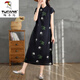 啄木鳥(niǎo)（TUCANO）新中式女裝國風(fēng)連衣裙寬松氣質(zhì)夏裝2024新款中長(cháng)款改良旗袍長(cháng)裙子 黑熊貓 2XL 【建議145-170斤】