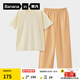 蕉內（Bananain）王一博同款305H純棉睡衣男女士100%棉情侶家居服短袖短褲套裝夏季 【長(cháng)褲款素色-女】檸糖黃 L