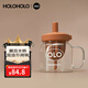 HOLOHOLO玻璃杯茶水分離水杯 男女士高顏值泡茶杯子大容量榨汁杯 新年禮物 椰棕1000ml