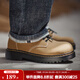 馬登低幫工裝鞋男士秋季新款休閑軟底皮鞋厚底增高大頭棕色復古德比鞋 棕色  馬登工裝 41