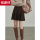 恒源祥秋冬季新款灰色針織裙子百褶半身裙女小個(gè)子高腰a字半裙百搭短裙 咖啡色(優(yōu)質(zhì)版) M