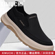 希慕馳（XIMUCHI）品牌一腳蹬帆布鞋男秋冬新款男士休閑鞋軟底板鞋男厚底增高鞋子男 黑色增高款 39 標準皮鞋尺碼
