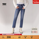 Levi's李維斯冬暖系列女士724高腰修身美式直筒牛仔褲 中藍色 27 (28)