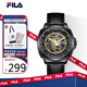 斐樂(lè )（FILA）手表機械風(fēng)鏤空潮流男款學(xué)生送男友夜光腕表 黑金6551-001