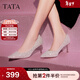 他她（TATA）酒杯鞋婚鞋新娘鞋伴娘鞋宴會(huì )高跟鞋女鞋細跟配裙子單鞋新 粉金（7cm）-流光款 39