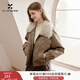 香影巴恩風(fēng)咖色皮衣短外套女2025冬裝新款毛領(lǐng)酷颯機車(chē)風(fēng)pu皮夾克 咖色 M 160/84A/95-110斤