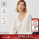 Marc O'Polo/MOP長(cháng)袖毛針織衫女春季新款時(shí)尚V領(lǐng)純棉女士上衣 白色100 S (165)