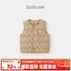 嘟嘟家兒童背心加厚秋冬過(guò)年紅色男童馬甲冬季保暖童裝女童棉服馬夾上衣 卡其色 100