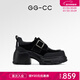 GG-CC【英倫畫(huà)刊】春季新款時(shí)尚英倫厚底樂(lè )福鞋真皮粗跟皮鞋女G25U1051 黑色 35