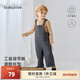 babylove【清倉】寶寶背帶褲秋室外長(cháng)褲嬰幼兒褲子潮流工裝褲丹寧牛仔計劃 牛仔計劃 110