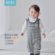 湯尼倍兒嬰兒背帶褲秋冬微絨褲子可開(kāi)按扣寶寶可愛(ài)保暖外穿長(cháng)褲 黑白條紋 90 cm