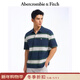 Abercrombie & Fitch【條紋POLO】小麋鹿圖案男裝25夏季美式POLO短袖T恤 海軍藍 S (175/92A)