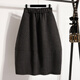 蘑菇同學(xué)大碼毛呢花苞半身裙女秋冬胖mm梨形身材遮胯顯瘦中長(cháng)款a字燈籠裙 灰色 L 建議115-130斤