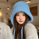 南木熊帽子女冬季藍色巴拉克拉保暖護耳針織帽女雙層加厚防風(fēng)帽洋氣百搭 藍色